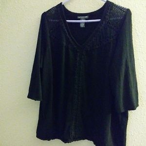 3XL Black Top With Lace Shoulder Detail
